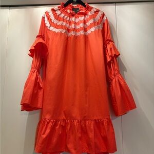 Cynthia Rowley Orange Ruffled Long Sleeve Dress